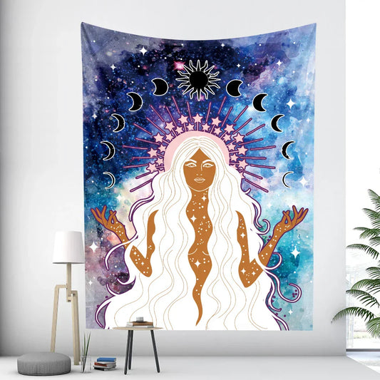 DecorBites™ Bohemian Moon Tarot Tapestry for Home Decor and Yoga Mat