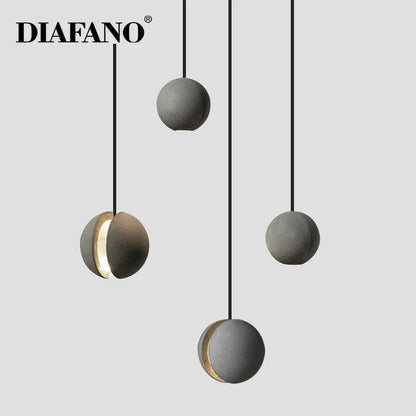 DecorBites™ Cement Pendant Light | Nordic Design Moon Planet Hanging Lamp for Dining Room