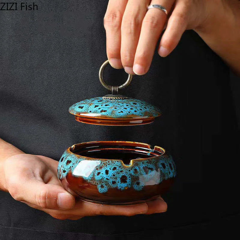 DecorBites™ Glazed Porcelain Ashtray: Stylish Desk Decoration & Gift for Boyfriend