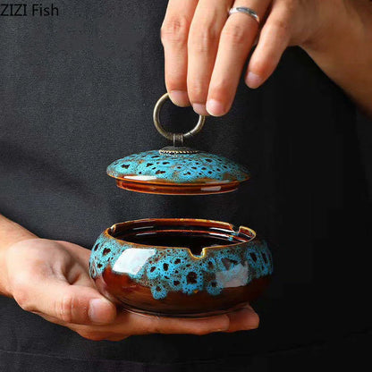 DecorBites™ Glazed Porcelain Ashtray: Stylish Desk Decoration & Gift for Boyfriend