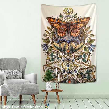 Decobites Moon Phase Butterfly Tapestry: Psychedelic Bohemian Aesthetics Home Decor