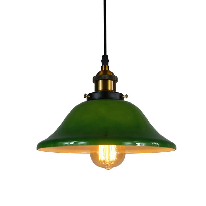 DecorBites™ Green Glass Art Pendant Lamp: Nostalgic Industrial Style for Restaurant, Bar, and Coffee Shop
