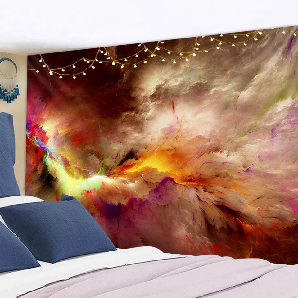 Colorful Clouds Galaxy Tapestry by Decobites - Hippie Wall Hanging Boho Decor