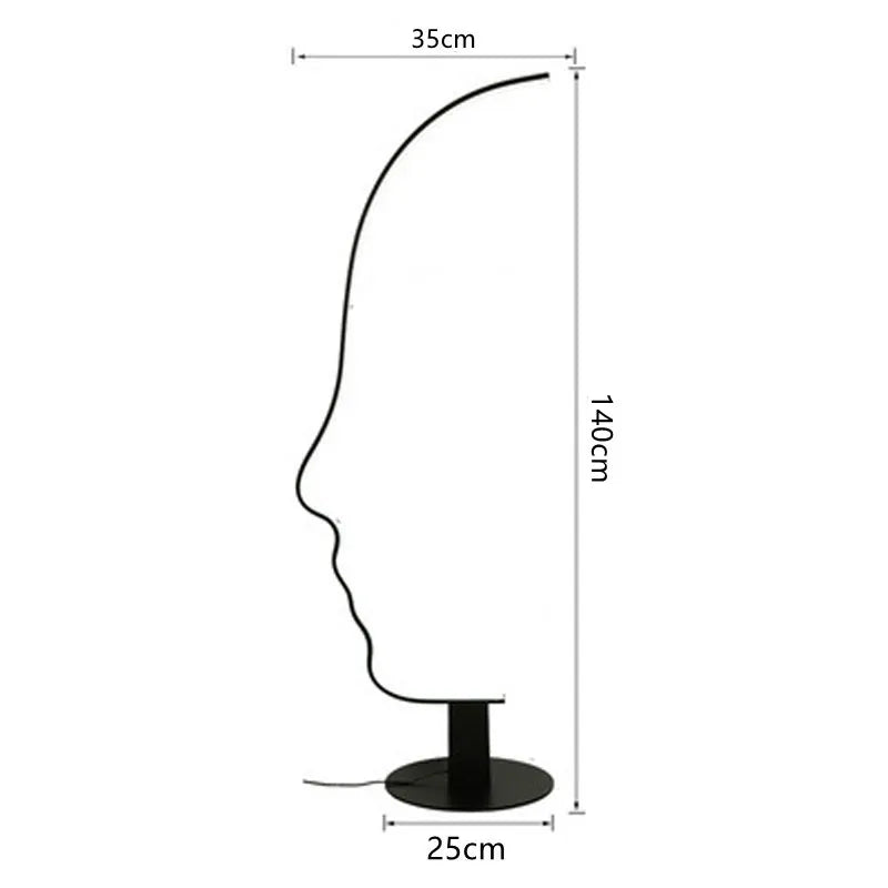 DecorBites™ Black Nordic Human Face LED Floor Lamp: Adjustable Indoor Lighting for Living Room