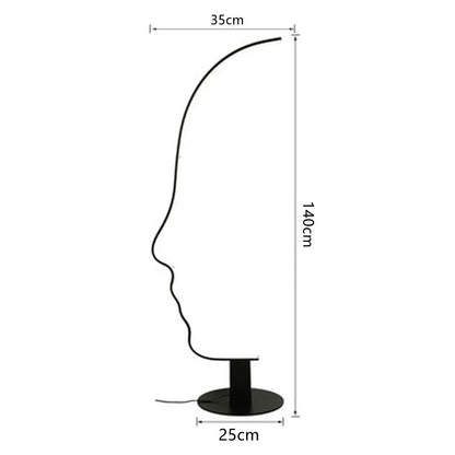 DecorBites™ Black Nordic Human Face LED Floor Lamp: Adjustable Indoor Lighting for Living Room