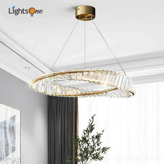 DecorBites™ Crystal Ring Light: Postmodern Round Chandelier for Living Room, Bedroom, Dining Room
