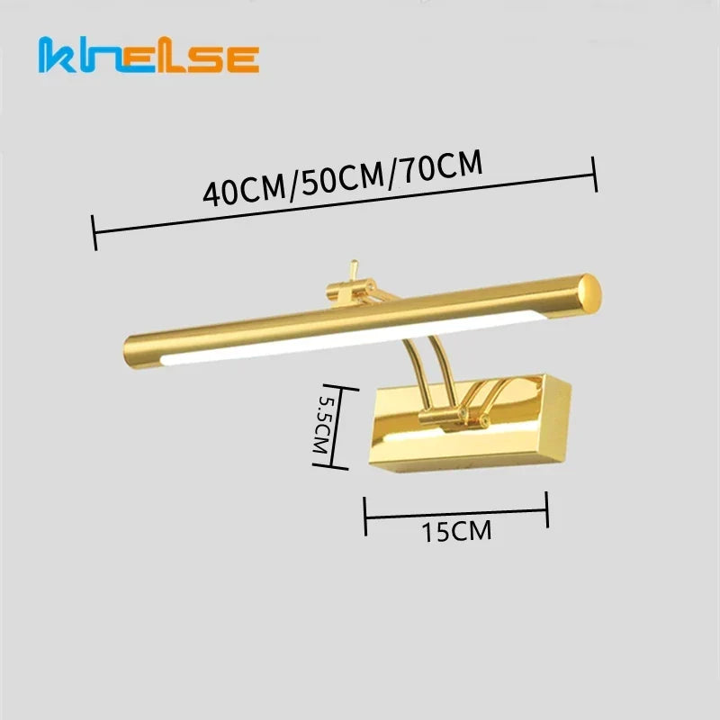 DecorBites™ LED Stainless Steel Bathroom Wall Lamp Switch Waterproof Cosmetic Mirror Sconce