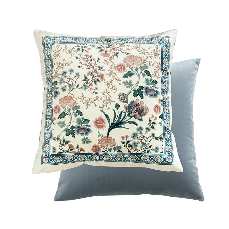 DecorBites™ Birds' Chirp & Flower Fragrance Chinese Pattern Pillow Cover for Couch & Bed