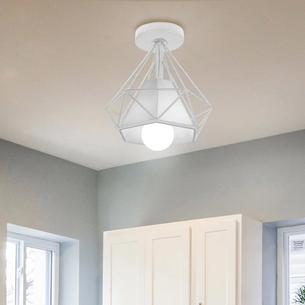 Lámpara de techo DecorBites™ con jaula de hierro, diseño nórdico retro para cocina o hogar.