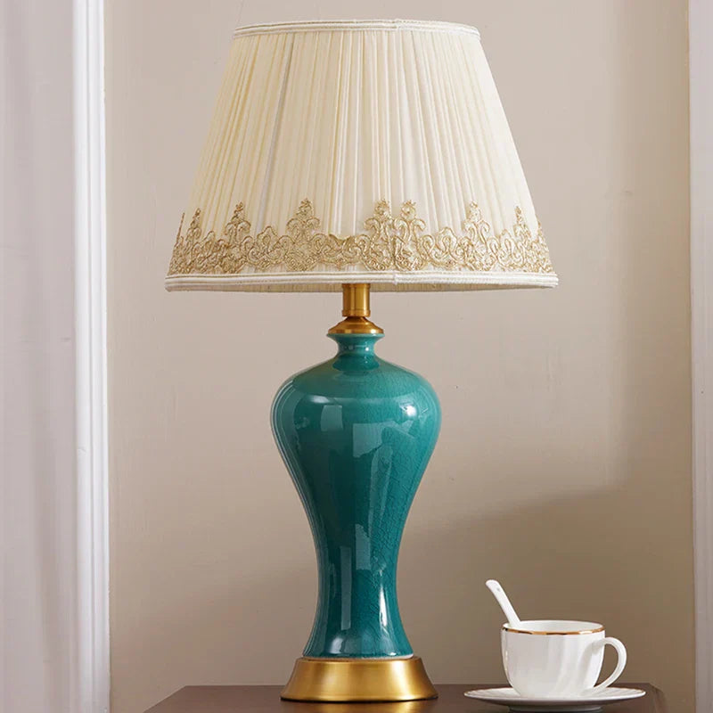 DecorBites™ American Luxury Ceramic Table Lamp - European Style Bedroom Bedside Light