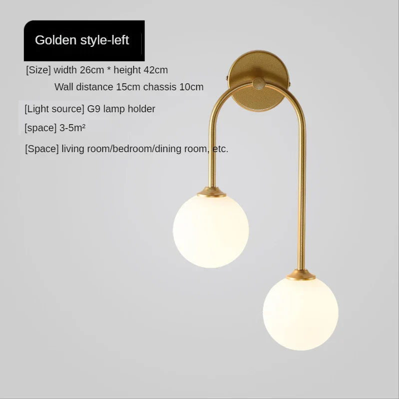 Decorbites™ Aplique de Bola de Vidrio Dorado | Iluminación Moderna Nórdica para Mesa de Noche en Dormitorio