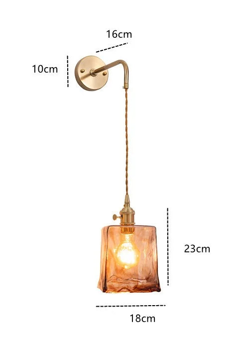 DecorBites™ Amber Glass Wall Lamp Switch, Modern Copper LED Light for Home, Bedroom, Living Room