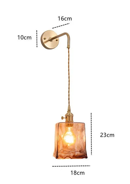 DecorBites™ Amber Glass Wall Lamp Switch, Modern Copper LED Light for Home, Bedroom, Living Room