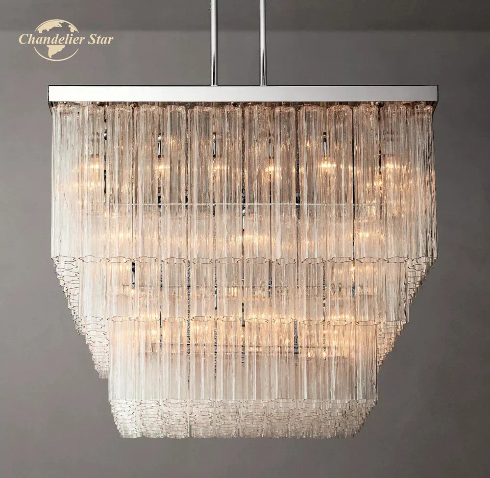 DecorBites™ Glass Tube LED Square Chandelier Pendant Hanging Light - Modern Cielo Fixture