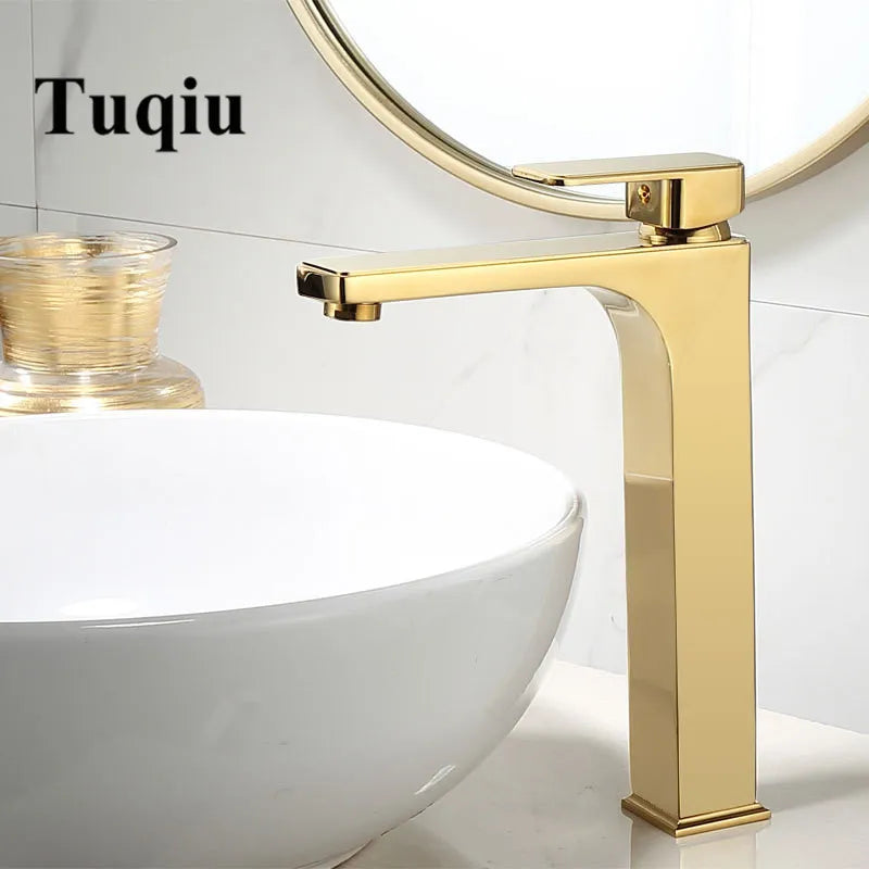 DecorBites™ Gold Basin Faucet: Single Handle Bathroom Sink Tap & Brass Lavatory Mixer