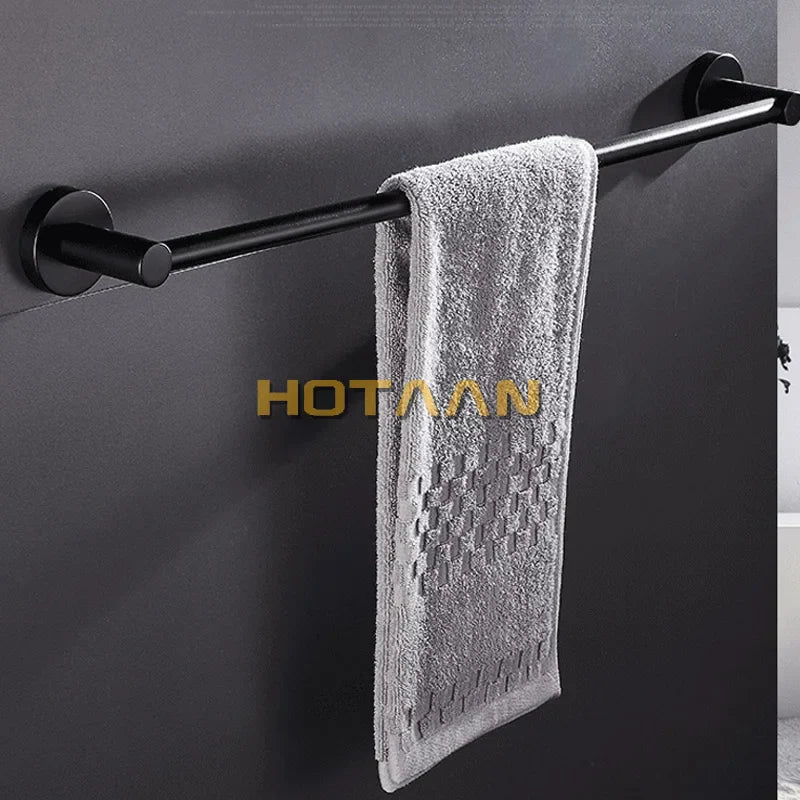 DecorBites™ Matte Black Wall Mounted Towel Bar - Modern Bathroom Accessories Holder