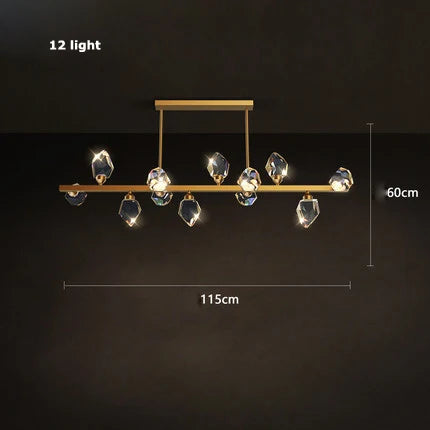 Lámpara de araña redonda de cobre cristal DecorBites™: Elegante lámpara colgante LED para comedor