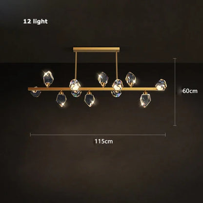 Lámpara de araña redonda de cobre cristal DecorBites™: Elegante lámpara colgante LED para comedor