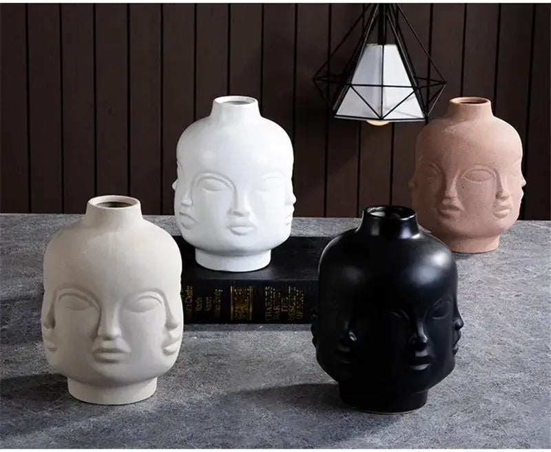 Handmade Ceramic Face Vase for Home Decor