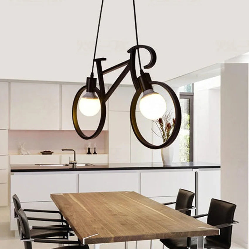 Decorbites™ Eisen-Fahrrad-Leuchter: Vintage Weiß Schwarz LOFT-Beleuchtung für Schlafzimmer und Wohnzimmer