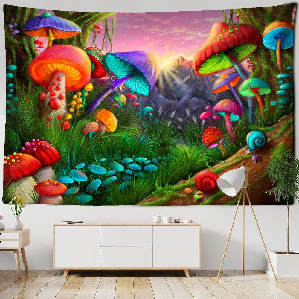 Decobites Psychedelic Snail Mushroom Tapestry Wall Hanging Hippie Art Abstract Home Decor