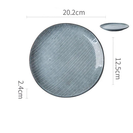 Plato llano de cerámica DecorBites™ - Plato base de estilo japonés con diseño retro