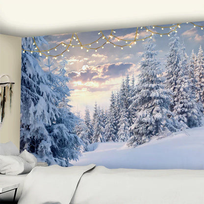 Decobites Snow Scenery Bohemian Tapestry Wall Hanging for Small Fresh Living Room Decor