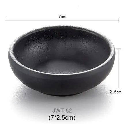 طقم أطباق وأطباق صلصة غمس بلاستيكية من الميلامين الأسود من DecorBites™ - عبوة من 4 قطع