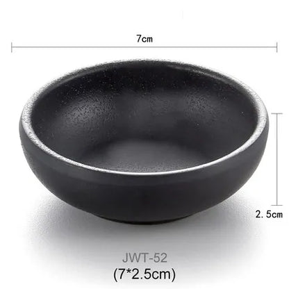 طقم أطباق وأطباق صلصة غمس بلاستيكية من الميلامين الأسود من DecorBites™ - عبوة من 4 قطع