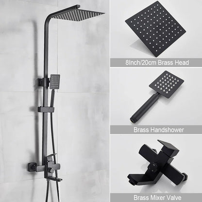 Mezclador de ducha DecorBites™ en oro cepillado con caño giratorio para bañera y rociador tipo lluvia de 8".