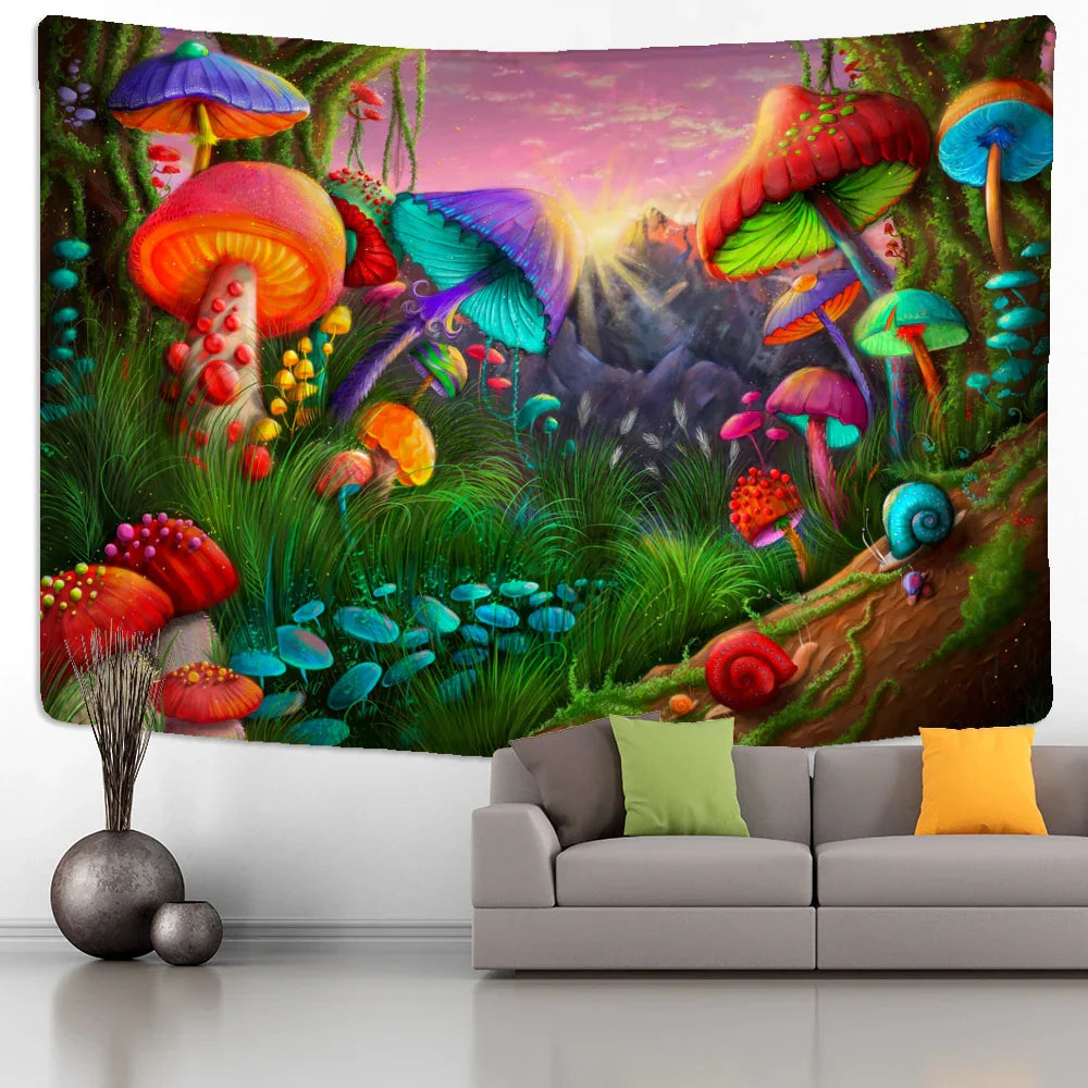 Decobites Psychedelic Snail Mushroom Tapestry Wall Hanging Hippie Art Abstract Home Decor