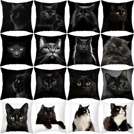 DecorBites™ Black Cat Pillowcases - Cute Kitty Animal Lover Cushion Cover