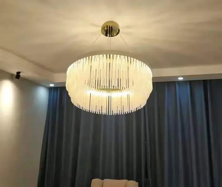 DecorBites™ Elegant Gold Crystal Chandelier for Home Lighting