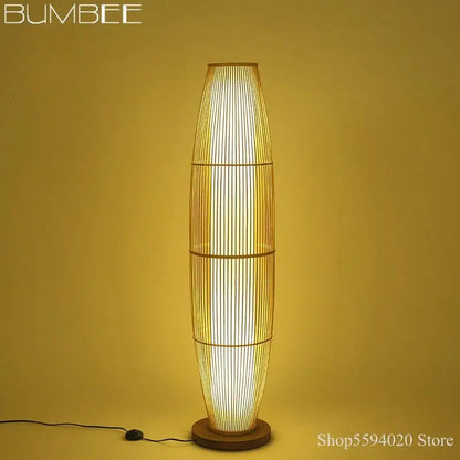DecorBites™ Bamboo Floor Lamp: Modern Minimalist Living Room Standing Lamp
