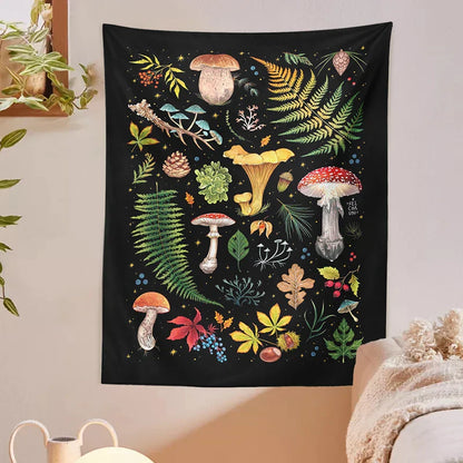 Decobites Mushroom Chart Botanical Wall Hanging for Bedroom & Living Room