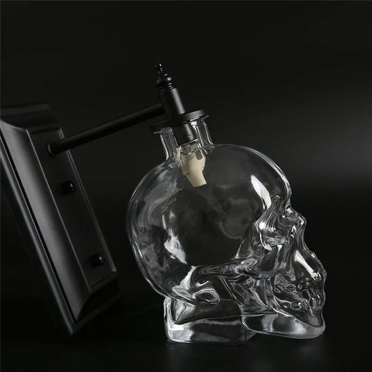 DecorBites™ Glass Skull Wall Sconce: Nordic Industrial Vintage LED Wall Lamp for Living Room & Bedroom.