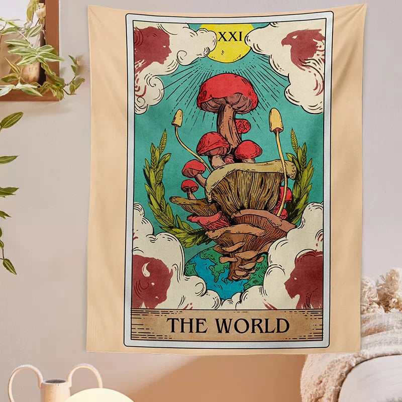 Decobites Tarot Mushroom Tapestry Wall Hanging: Hippie Bohemian Psychedelic Home Decor