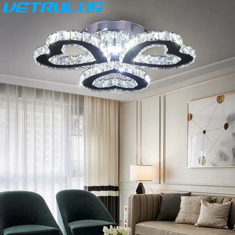 DecorBites™ Crystal LED Ceiling Chandelier for Modern Living Room Decor Luxe Lighting Fixtures