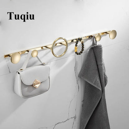 DecorBites™ Brass Towel Hook Set Bathroom Kitchen Hanger Gold Black Row Robe Hat Clothes