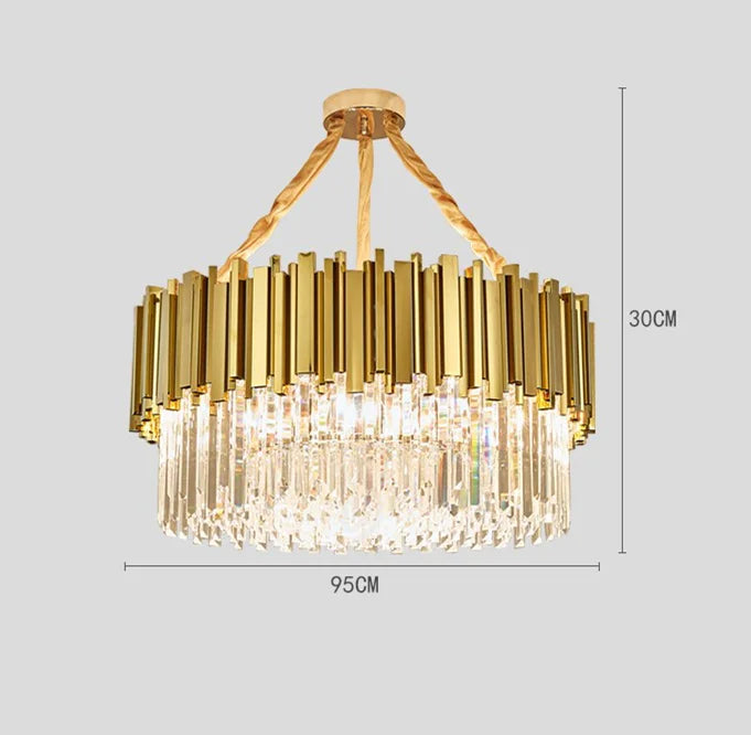 DecorBites™ Gold Metal LED Pendant Lights Adjustable Living Room Dining Round Fixture