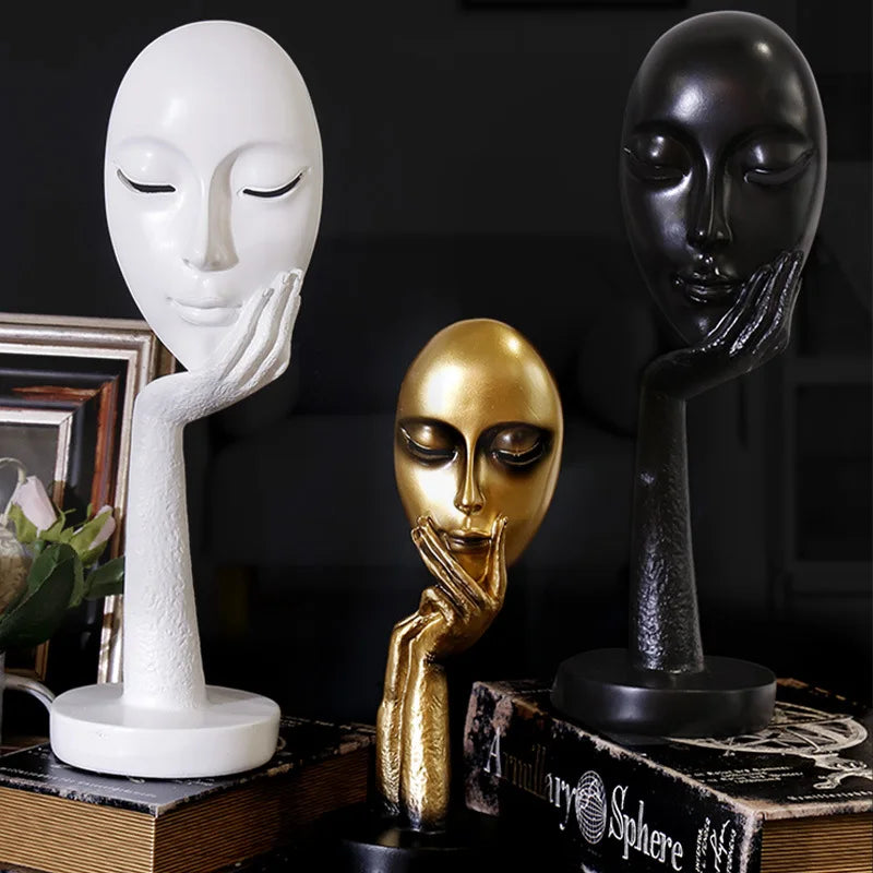 Decorbites™ Escultura de Arte Abstracta de Rostro Femenino en Resina, Adornos para la Decoración del Hogar