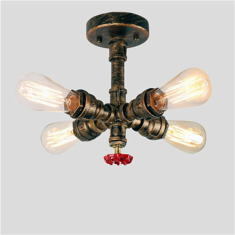 DecorBites™ Industrial Brass Ceiling Chandelier with Edison Bulbs