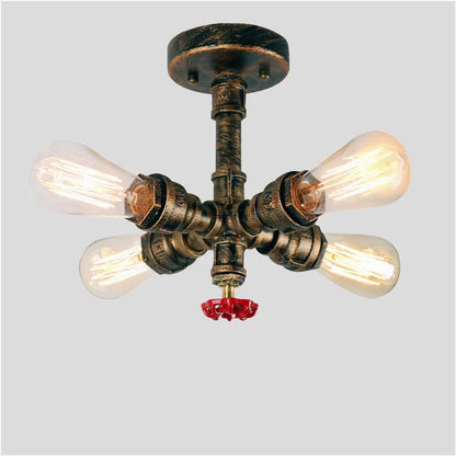 DecorBites™ Industrial Brass Ceiling Chandelier with Edison Bulbs