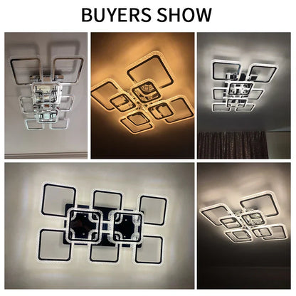 DecorBites™ LED Chandelier: Remote Dimmable Indoor Lighting for Bedroom, Restaurant, Living Room