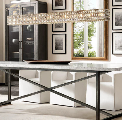 Lámpara de araña lineal LED de cristal DecorBites™ para isla de cocina y comedor