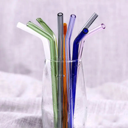 DecorBites™ Glass Straws Set - Eco-Friendly Reusable Colorful Drinking Tubes