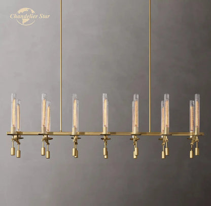 DecorBites™ Glass LED Linear Chandelier for Dining & Living Room, Kitchen Island Lighting