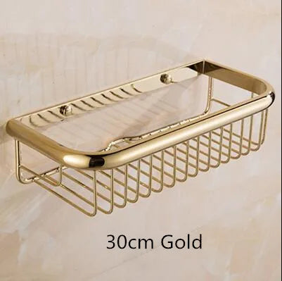 DecorBites™ Gold & Black Corner Shelf: Brass Bathroom Shelves for Stylish Storage