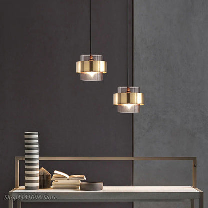 DecorBites™ Gold Glass LED Pendant Lights: Modern Nordic Cylindrical Design for Home Decor Fixtures