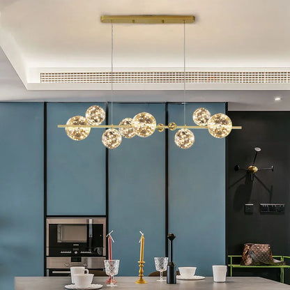 DecorBites™ Gold LED Glass Bubble Chandelier for Dining Room and Restaurant